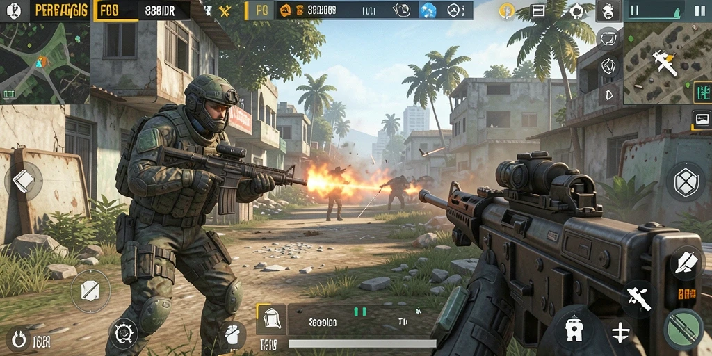 Menampilkan gameplay FPS yang seru dan mendebarkan.