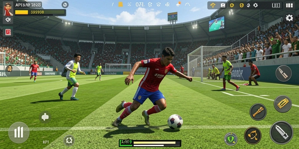 Screenshot API33 menampilkan aksi seru dalam permainan olahraga.