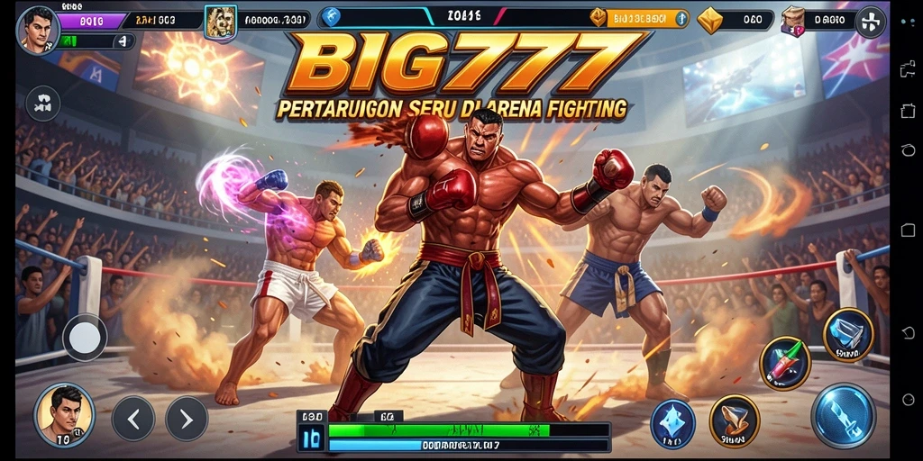 Screenshot gameplay menunjukkan aksi pertarungan yang dinamis dan mendebarkan.
