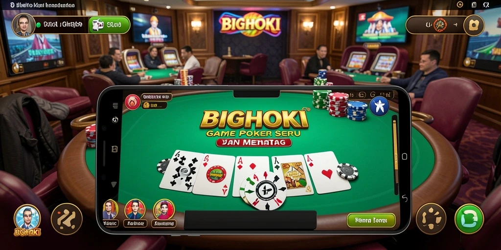Tampilan gameplay menarik di aplikasi BIGHOKI dengan fitur poker.