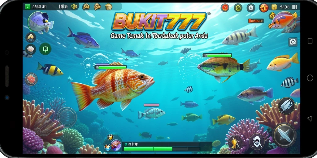 Tampilan gameplay BUKIT777 dengan aksi menembak ikan yang seru.