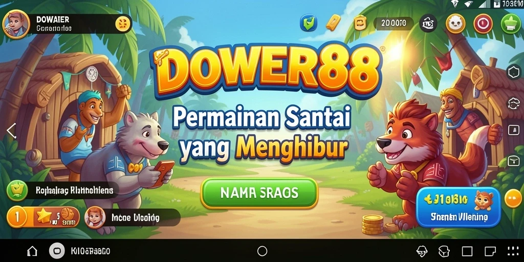 Tampilan gameplay DOWER88 dengan grafis cerah dan seru.