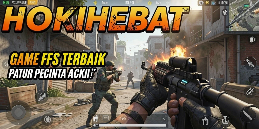 Tangkapan layar permainan HOKIHEBAT dengan aksi tembak-menembak intens.