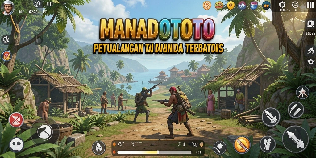 Screenshot gameplay MANADOTOTO menampilkan dunia terbuka yang luas dan penuh petualangan.